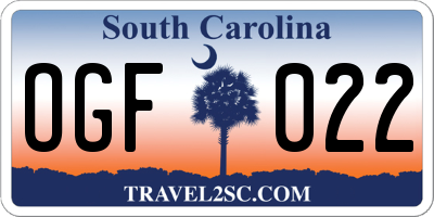 SC license plate OGF022