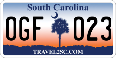 SC license plate OGF023