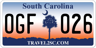 SC license plate OGF026