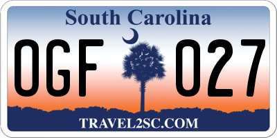 SC license plate OGF027