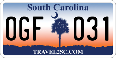 SC license plate OGF031