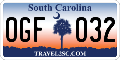 SC license plate OGF032
