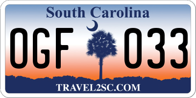 SC license plate OGF033