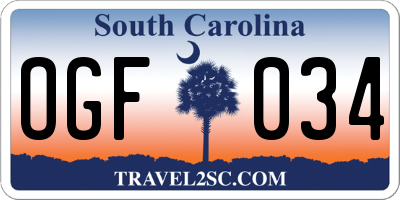 SC license plate OGF034