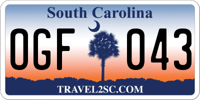 SC license plate OGF043