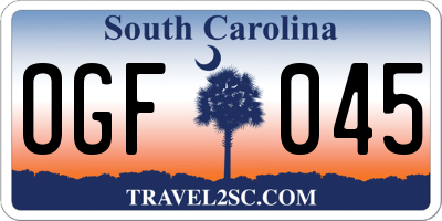 SC license plate OGF045