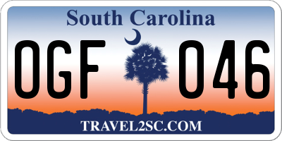 SC license plate OGF046