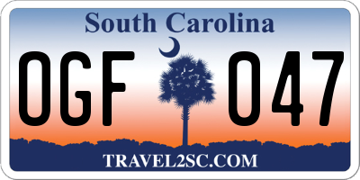 SC license plate OGF047