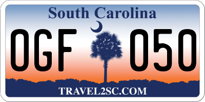SC license plate OGF050