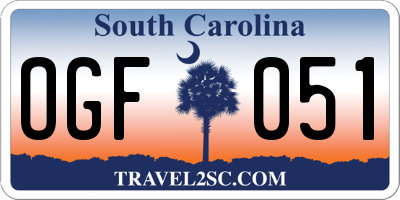SC license plate OGF051