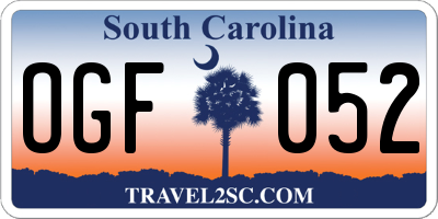 SC license plate OGF052