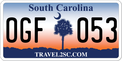 SC license plate OGF053
