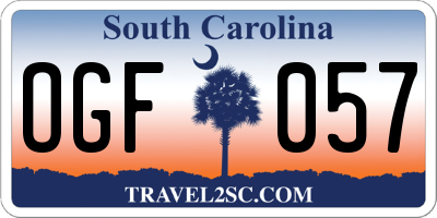 SC license plate OGF057