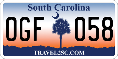 SC license plate OGF058