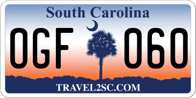SC license plate OGF060