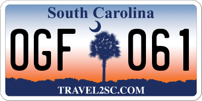 SC license plate OGF061