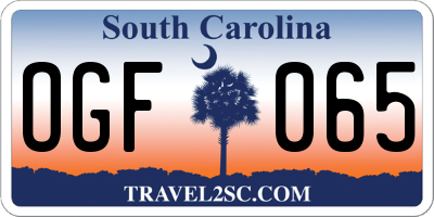 SC license plate OGF065