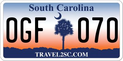 SC license plate OGF070
