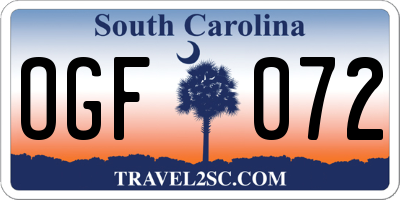 SC license plate OGF072
