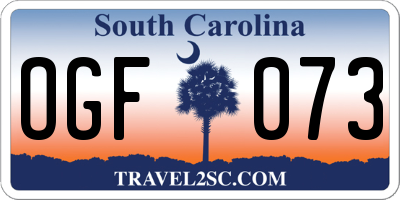 SC license plate OGF073