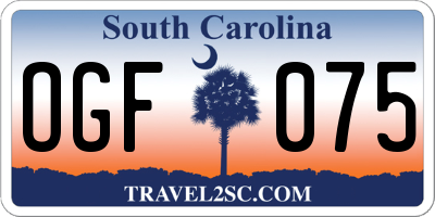 SC license plate OGF075