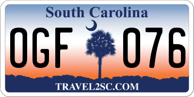 SC license plate OGF076