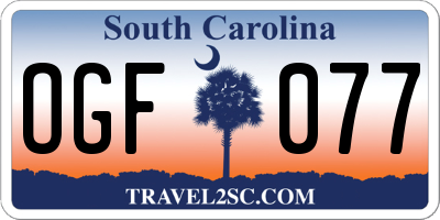 SC license plate OGF077