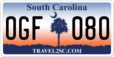 SC license plate OGF080