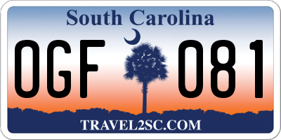 SC license plate OGF081