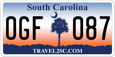 SC license plate OGF087