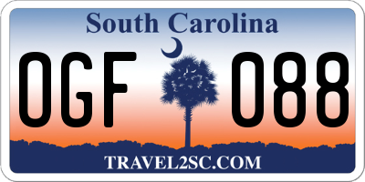 SC license plate OGF088