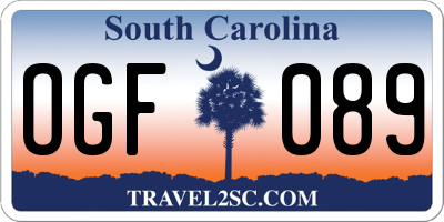 SC license plate OGF089