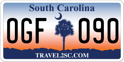 SC license plate OGF090