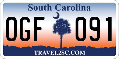 SC license plate OGF091