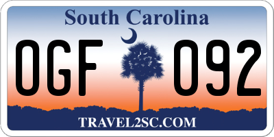 SC license plate OGF092