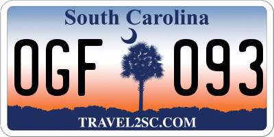 SC license plate OGF093
