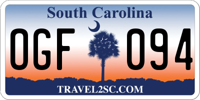 SC license plate OGF094