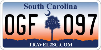 SC license plate OGF097