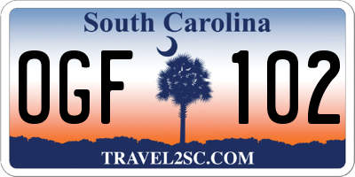 SC license plate OGF102
