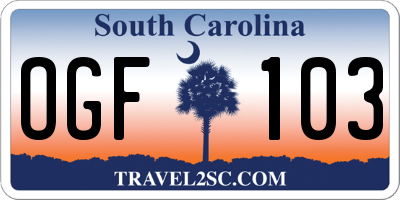 SC license plate OGF103