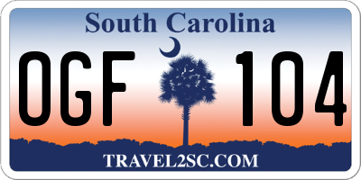 SC license plate OGF104