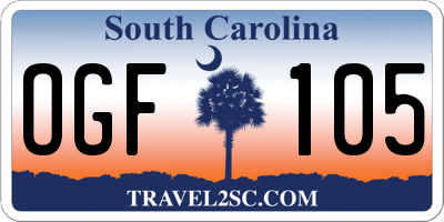 SC license plate OGF105
