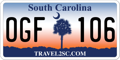 SC license plate OGF106