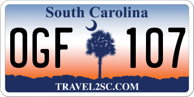 SC license plate OGF107