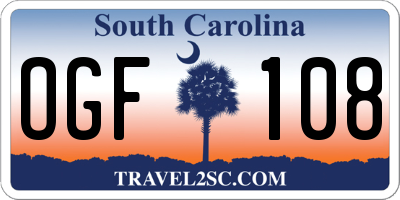 SC license plate OGF108