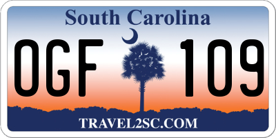 SC license plate OGF109