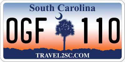 SC license plate OGF110