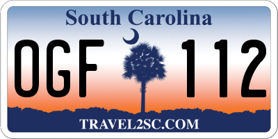 SC license plate OGF112
