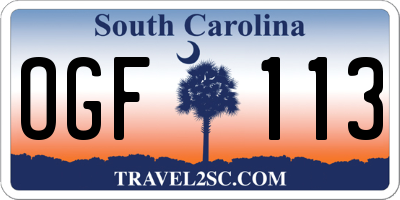 SC license plate OGF113