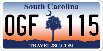 SC license plate OGF115